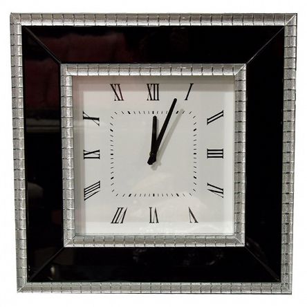 zegar czarny ścienny kwadrat Polo 50 cm